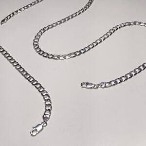 Sterling silver 925 Bracelet & Necklace Gift Set Cuban Chain Valentines Birthday